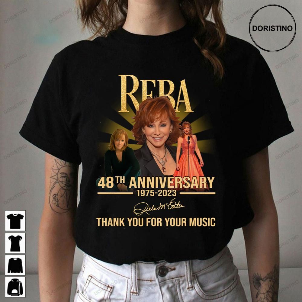 48th Anniversary 1975 2023 Reba Thank You For Memories Signature Limited Edition T-shirts